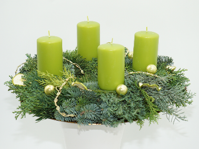 Adventskranz elegant Apfelgrün